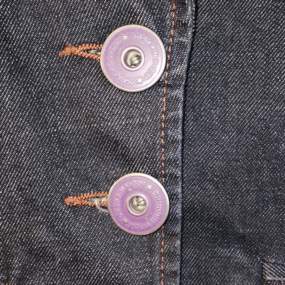 Iceberg ICE·J Y2K Studded Logo Denim Blazer Jacket Made in Italy IT44/M - Picture 4 of 11